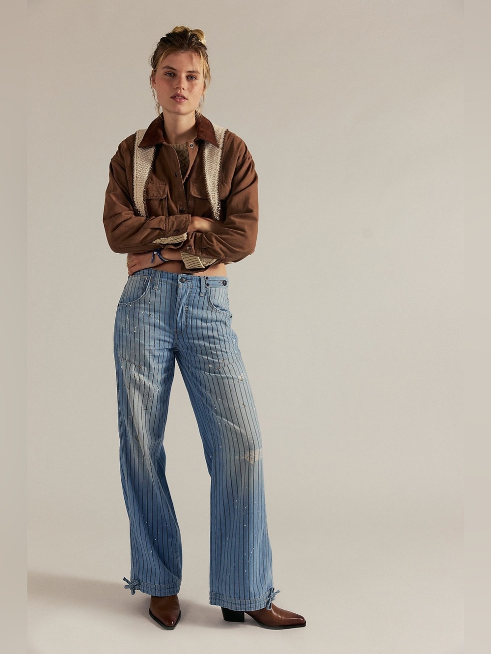 NWOT 🌺 We The Free Don't Wait Up Pinstripe Boyfriend Jeans